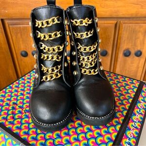 Kurt Geiger Kids Mini Bax Combat Boot, Size 13 Youth, Missing Rhinestone
